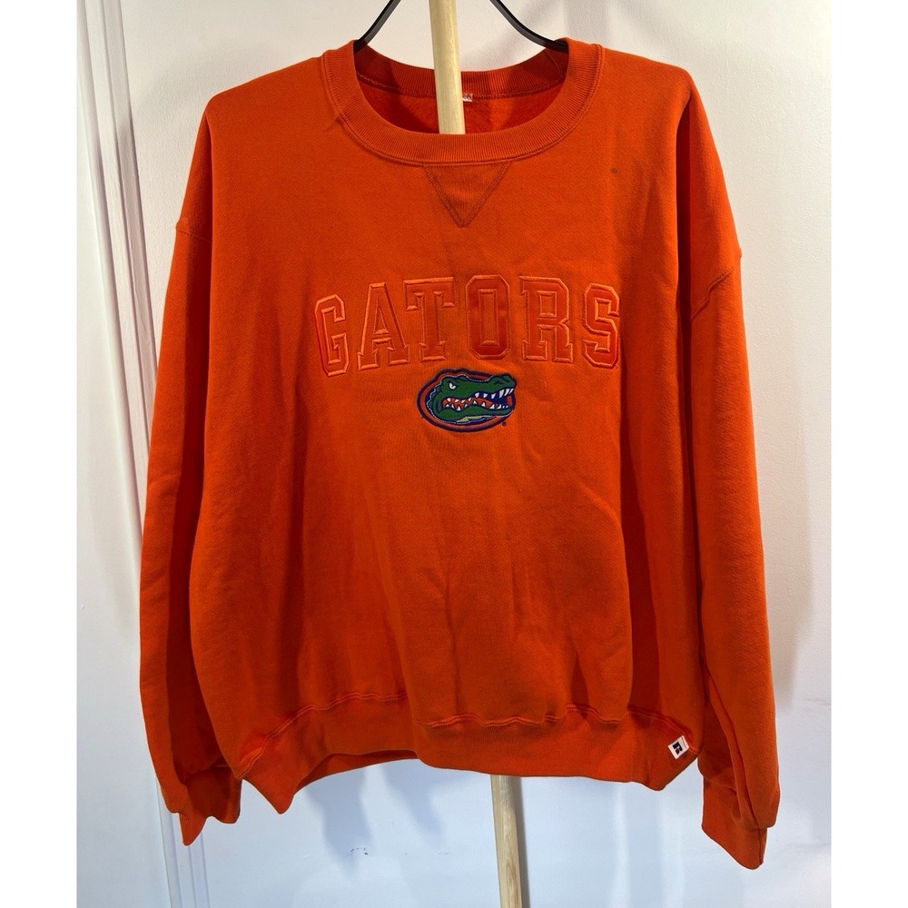 Vintage Russell Athletic Florida Gators Sweatshirt Orange Embroidered NCAA XL
